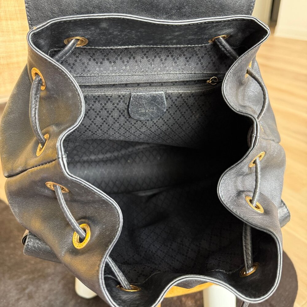 Gucci Bamboo Handle Black Leather Backpack - Picture 6 of 10